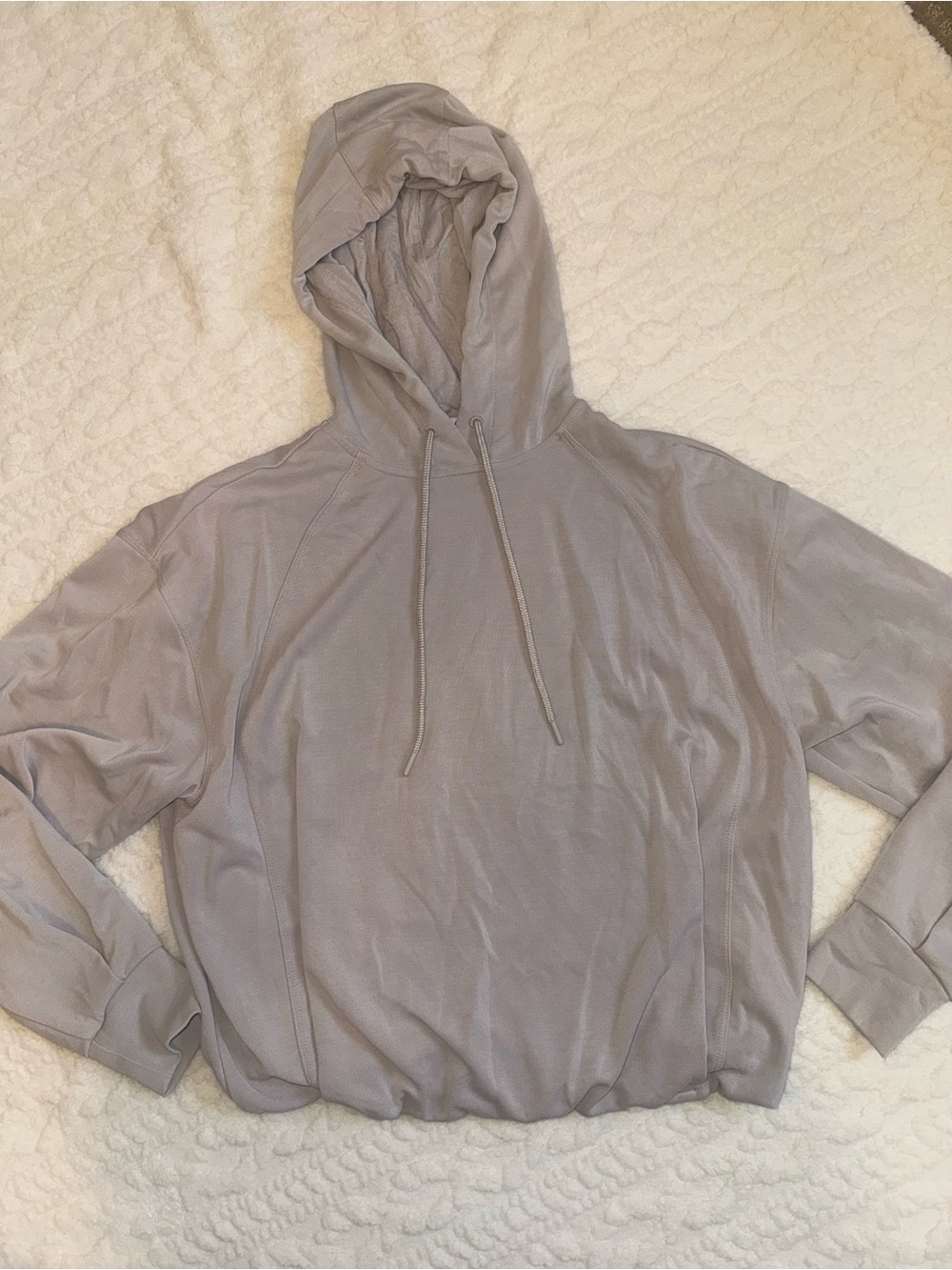 Athleta Seasoft Hoodie Taupe Beige Soft Luxe Pullover Athleisure Top sz XS